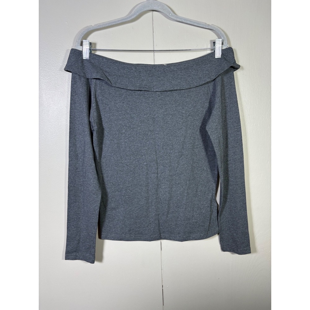 Royal Monk Gray Bardot Off The Shoulder Cotton Top S Y2K 90s Minimalist Ballet